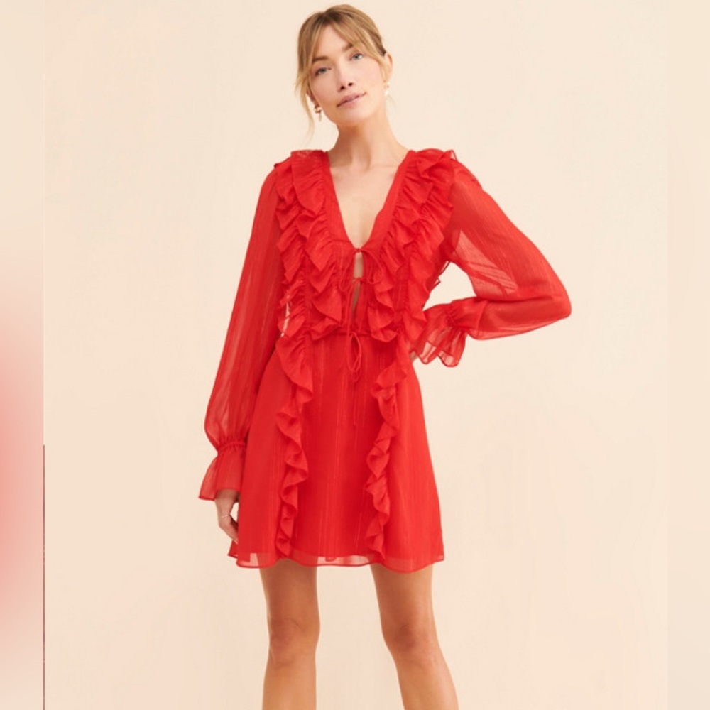 Elegant Red Ruffle Dress